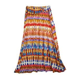 Robert Louis Women's M Colorful Tie Dye Maxi Skirt, Elastic Waist Lagenlook Boho